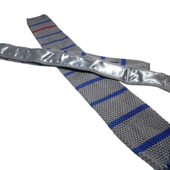 Vintage Striped Knitted Silk Neck Tie Career Y2K Academia Business Preppy Office - Picture 3 of 6